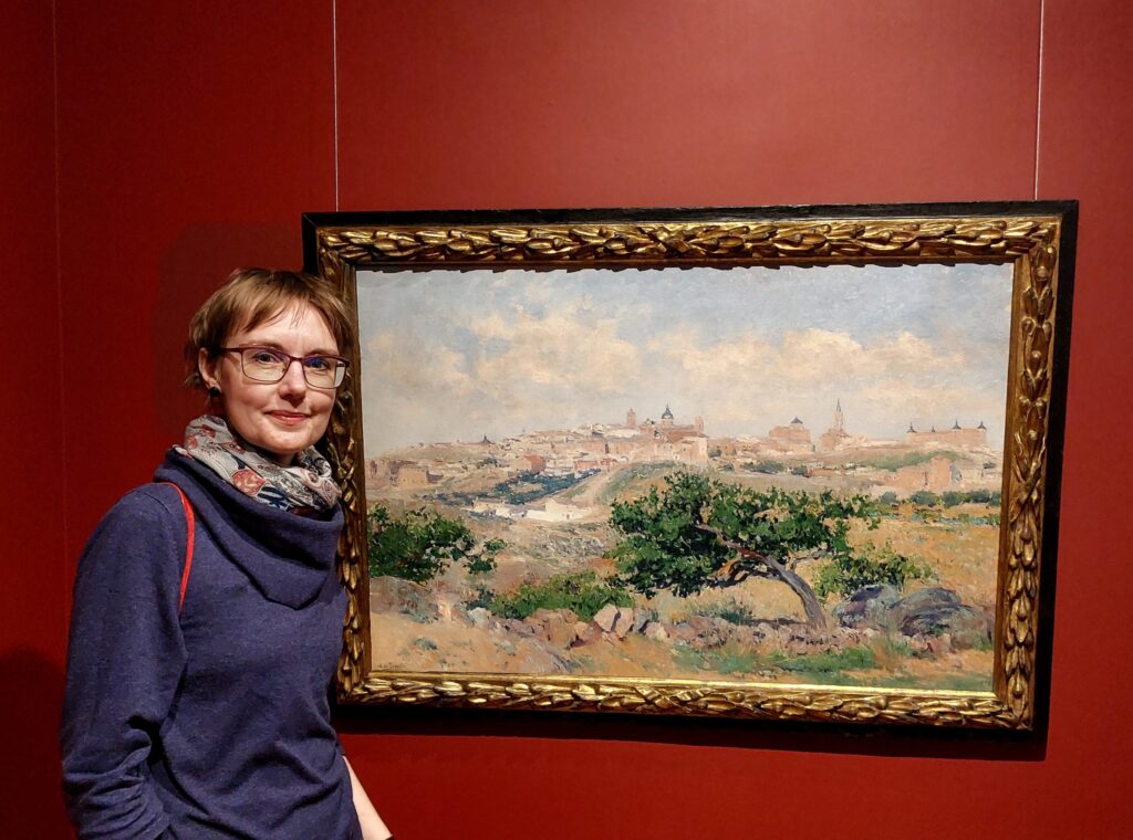 Mari Laan Aureliano de Beruete maali „Toledo vaade“ kõrval.