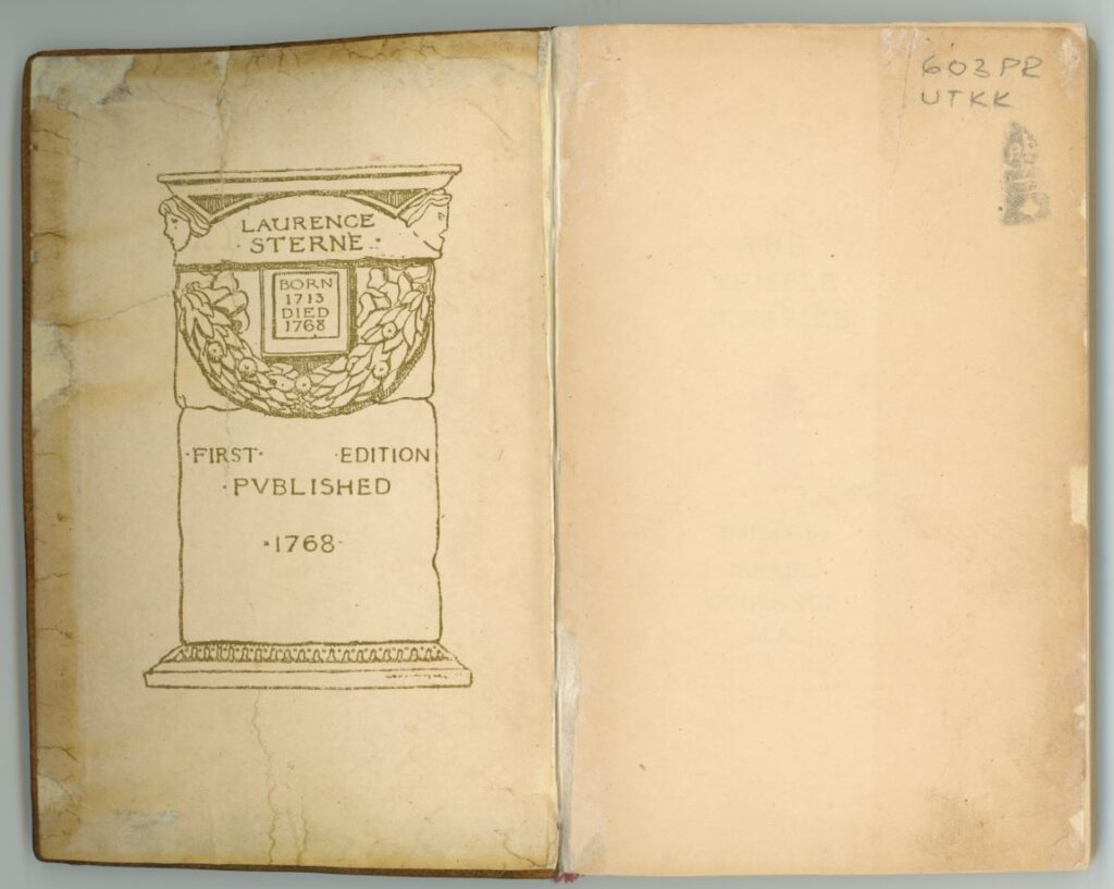 Laurence Sterne. A Sentimental Journey Through France and Italy. UTKK R 603/PR